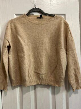 Eileen Fisher 100% Cashmere Beige Boxy Sweater - Made in Italy